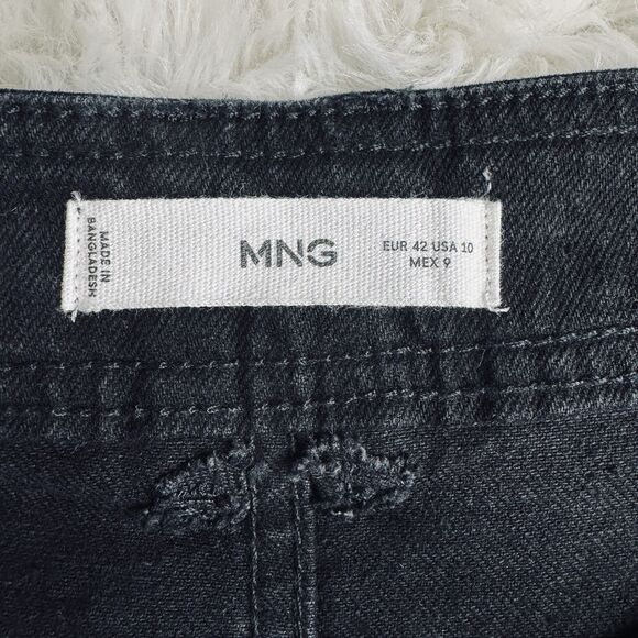 SOLD ~ MNG Catherine Wide Leg Jeans 10 (32x27.5) Black Raw Hem Denim Womens - Picture 4 of 10